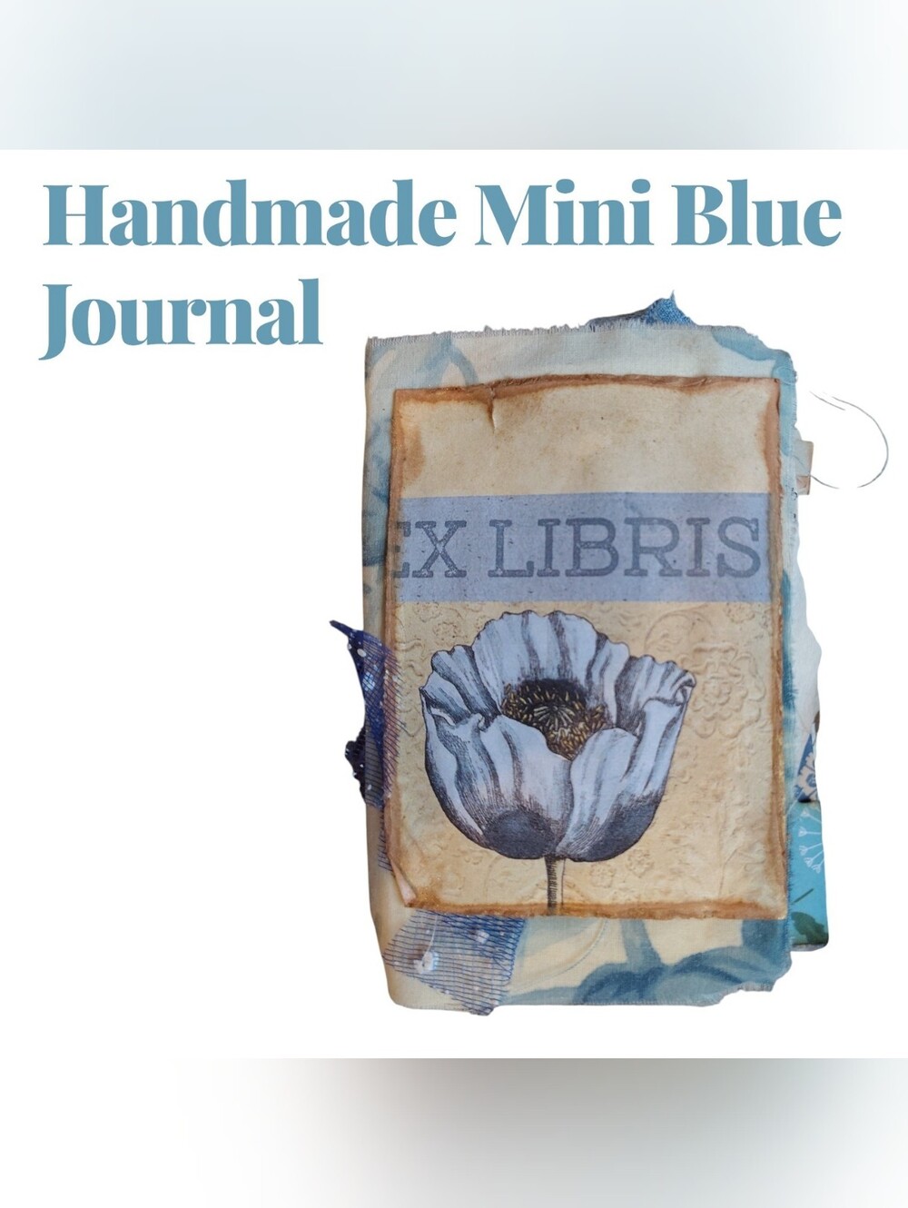 Handmade Blue Floral Mini Journal + Ephemera